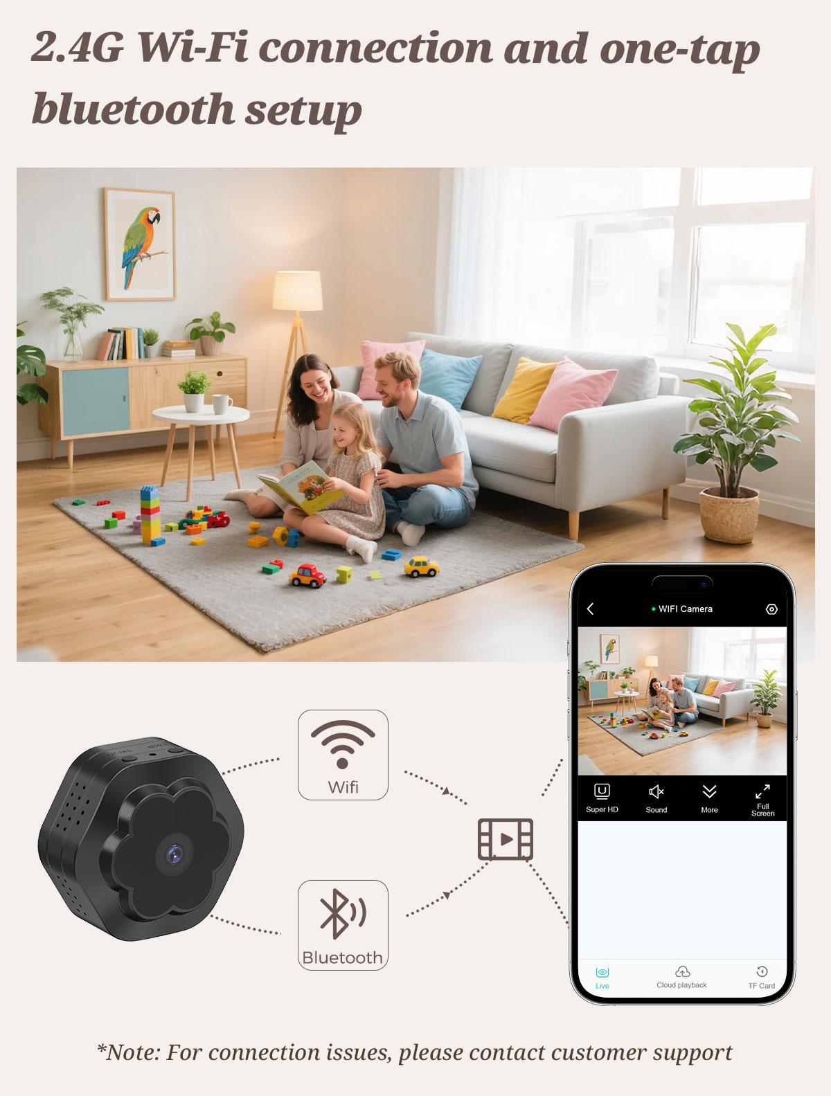 Flycloud F0 Mini WiFi Home Camera 1080P Full HD, Plug-in & Rechargeable, Night Vision, APP Alerts, Motion Detection for Home, Baby & Pet Monitor