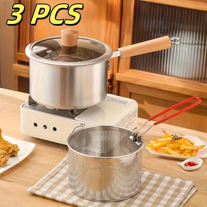 Stainless Steel multifunctional fryer- Deep fryer with basket-Non-Stick Saucepan-Deepfryer-Kitchenmusthaves-Suitable for Induction & Gas Stoves