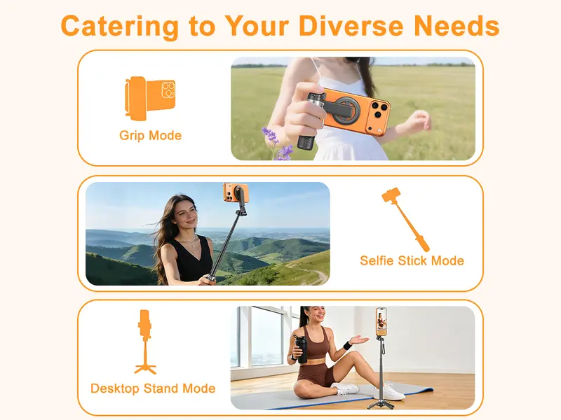 Upgraded Magnetic Selfie Stick with 360° Rotatable Adjustable Magnetic Tripod Stand, 25in Extendable Compact Bluetooth Accessory, Compatible with iPhone, Smartphone, Mobile Devices, for Selfies, Vlogging (Landscape Vlogging Equipment) Upgraded Magnetic Selfie Stick with 360° Rotatable Adjustable Magnetic Tripod Stand, 25in Extendable Compact Bluetooth Accessory, Compatible with iPhone, Smartphone, Mobile Devices, for Selfies, Vlogging (Landscape Vlogging Equipment)
