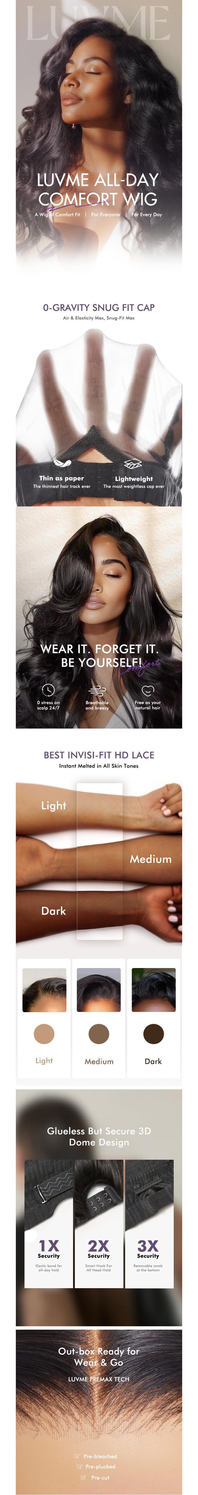 【LIVE】Luvme All-Day Comfort™ Wig 4C Kinky Edges Kinky Straight Glueless 7x6 Closure HD Lace Human Hair Wig Pre-Cut Lace