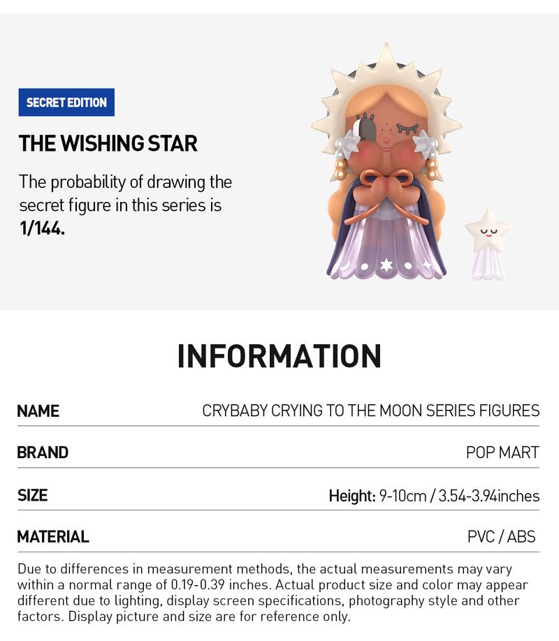 POP MART CRYBABY CRYING TO THE MOON SERIES FIGURES Blind Box, Collectible Toys, Valentine’s Day Gifts