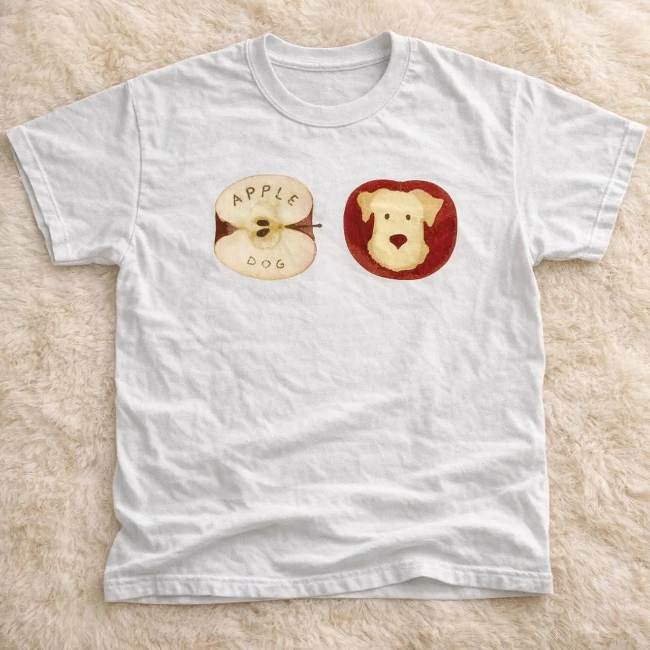 Gildan Men's and Women's T-shirt, Reprint Apple Dog Graphic Tee, Y2k Unisex Graphic Tees Gothic Grunge Emo Scene Amity Affliction Style Clothes Menswear Womenswear Streetwear