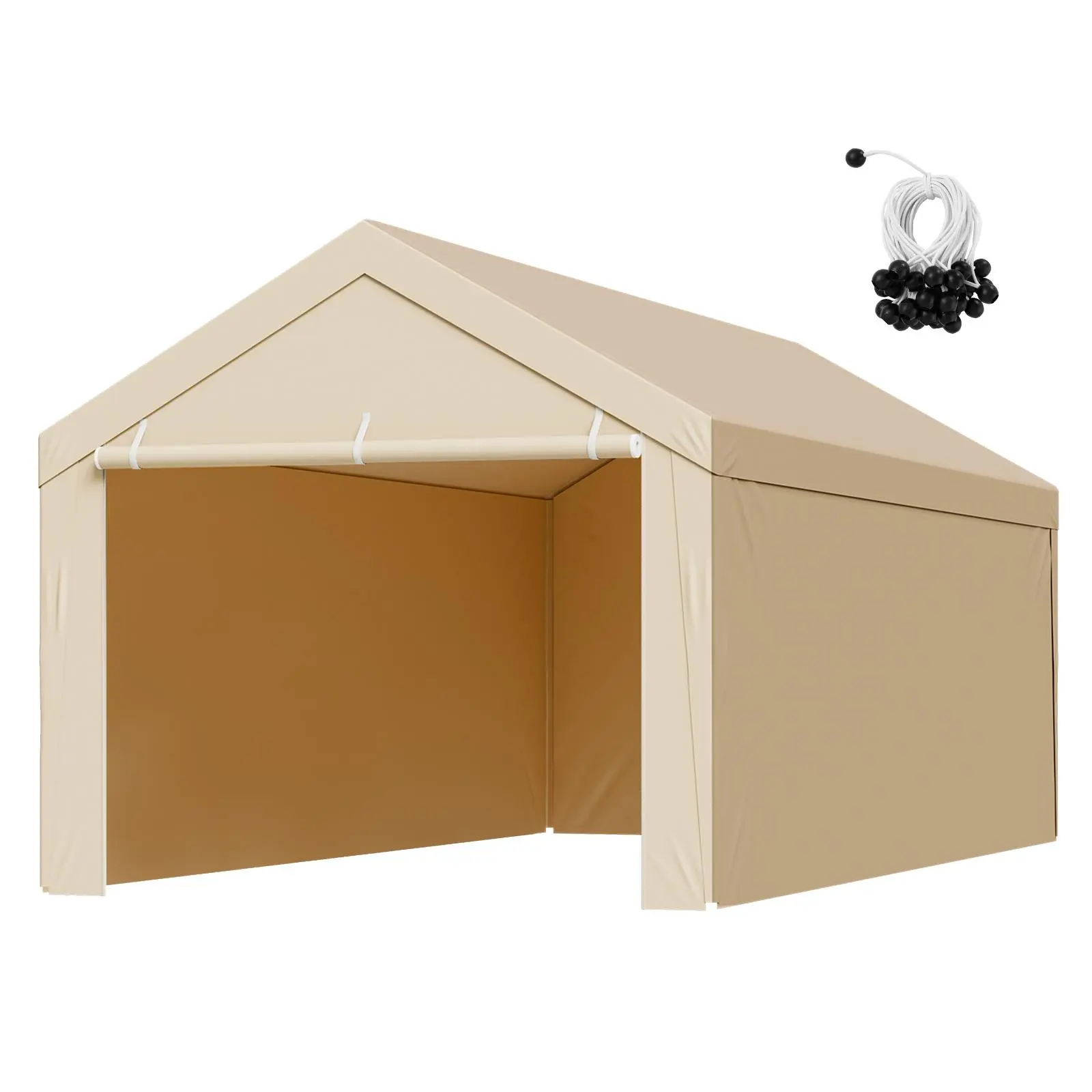 【summerfinds】VEVOR 10x20 ft Carport Replacement Canopy, Heavy Duty PE Woven Tarp with Sidewalls, Waterproof and UV-Resistant Outdoor Cover, Tool-Free Setup, Frame Not Included