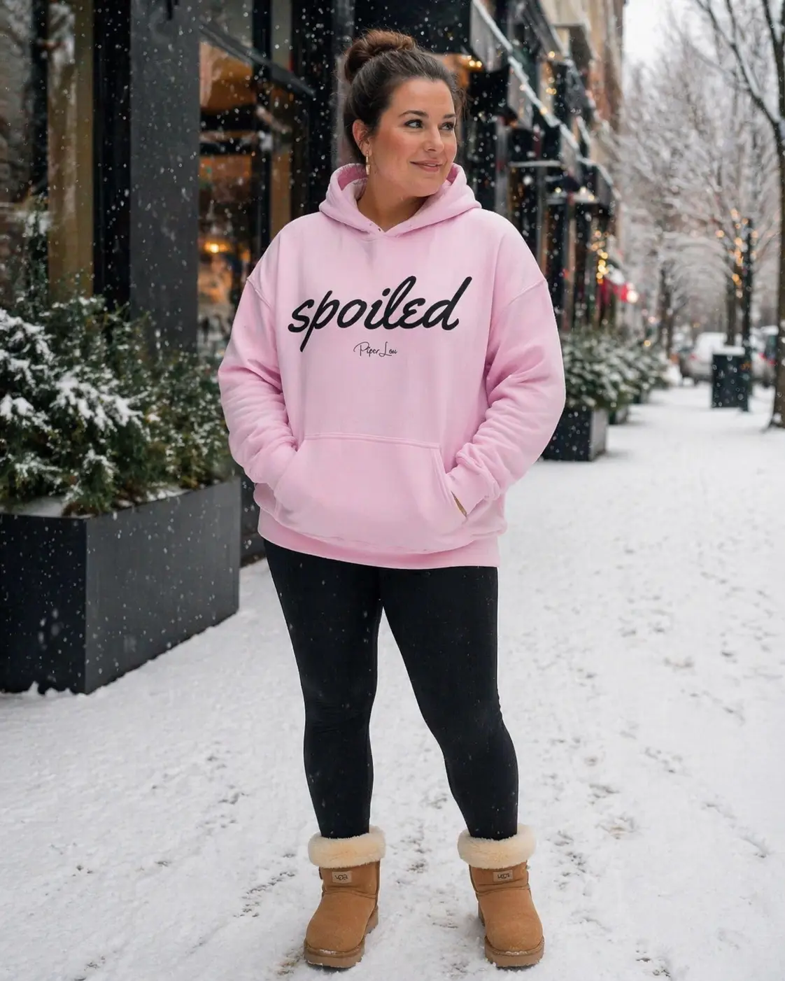 Women's Spoiled Graphic Hoodie - Soft Heavy Blend Cotton-Polyester Spandex Yarn Pullover Casual Top with Front Pouch Pocket