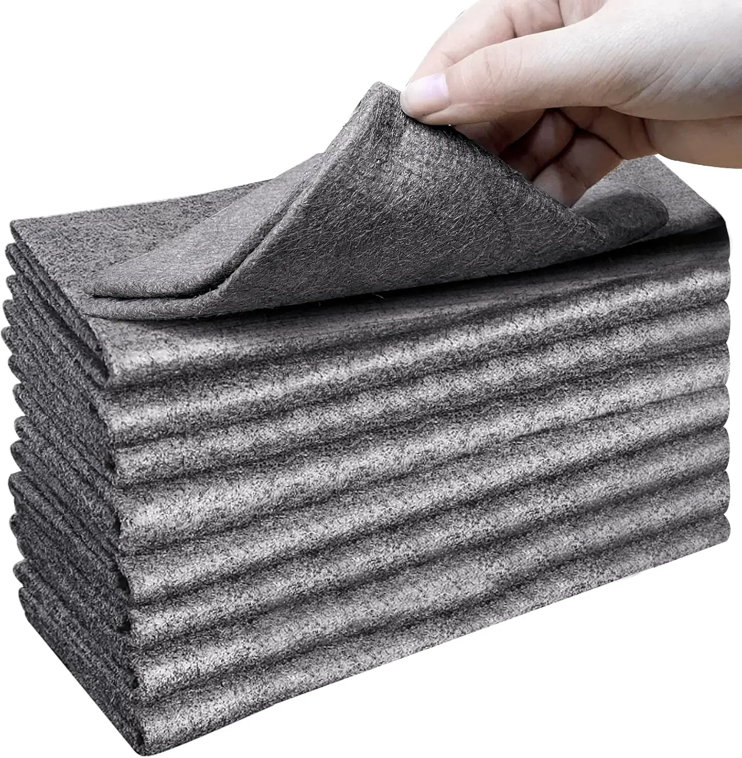 10 Pcs Thick Magic Microfiber Cleaning Cloths - Durable Pet Supplies, Super Absorbent Washable Lint-Free Cleaner for Pet Litter Cleanup, Kitchen & Glass Surfaces, Cups, Cabinets (Gray), Durable Cleaning Supplies