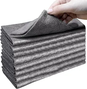10 Pcs Thickened Magic Cleaning Cloth, Lint Free Cloth, Reusable Microfiber Cleaning Rag for Windows, Mirror, Glass, Car, Gray