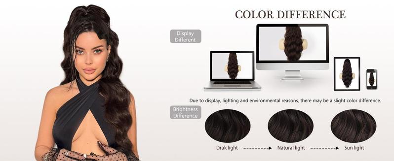 【Flash Sale】 Ponytail Extension 26 Inch Long Wavy Drawstring for Women in Dark Brown with Fluffy Hairpiece for Daily Use Synthetic Hair