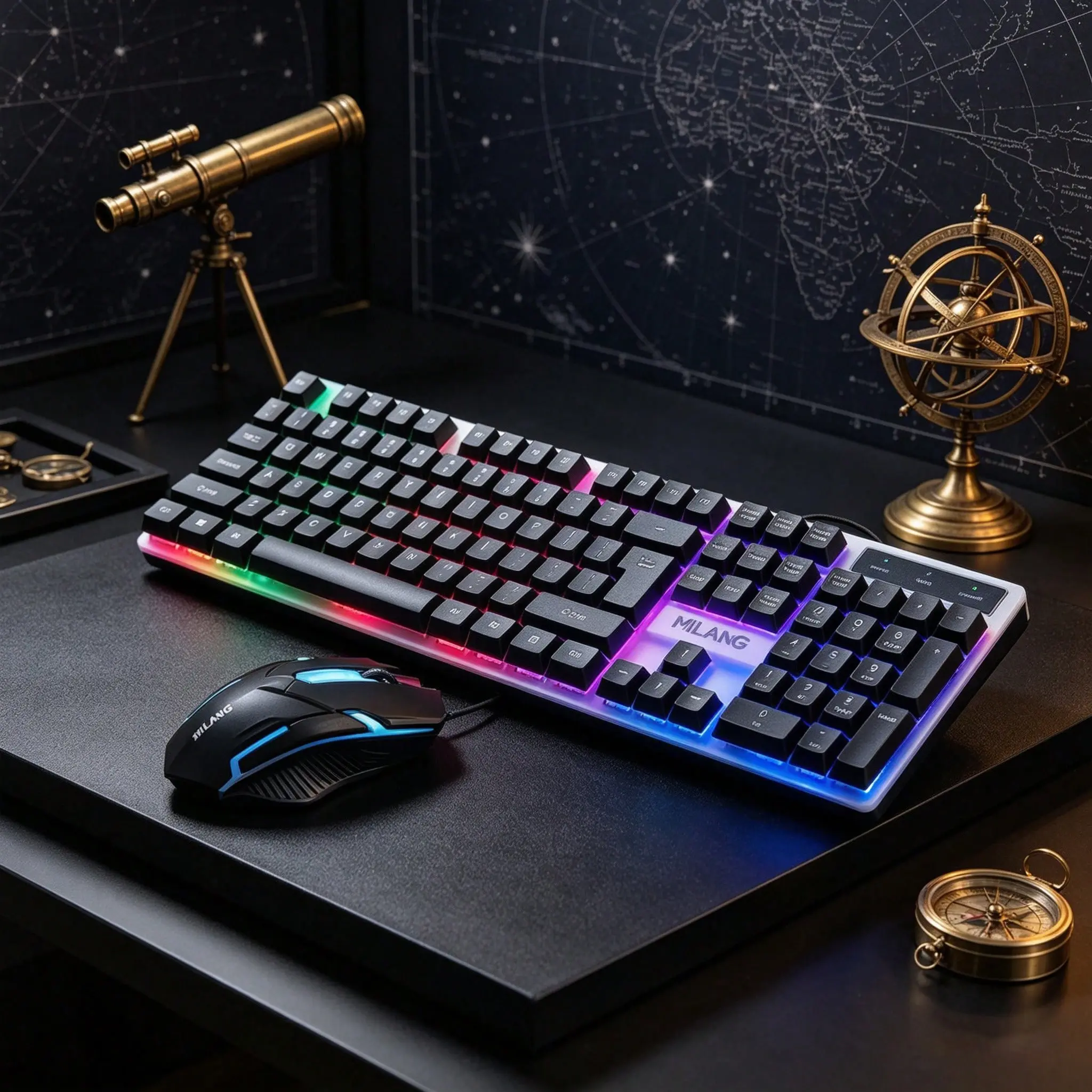 Full size RGB rainbow backlit wired keyboard and wired gaming mouse set, 104 key USB plug and play keyboard, non slip keyboard base, wear-resistant keycaps, suitable for holiday birthday gifts for gamers, students, and office staff
