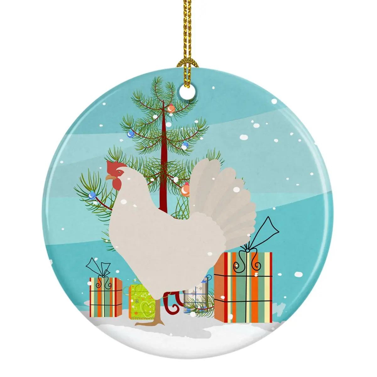 Small Round Leghorn Chicken Ceramic Ornament - Home & Festive Party Decoration Supply