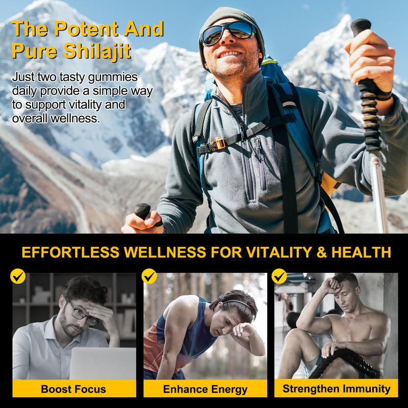 ONEBTANICL Pure Himalayan Shilajit Gold Gummies 3000MG Lab Tested No Sugar Added with Ashwagandha Gokshura & 85+ Trace Minerals 60 Count