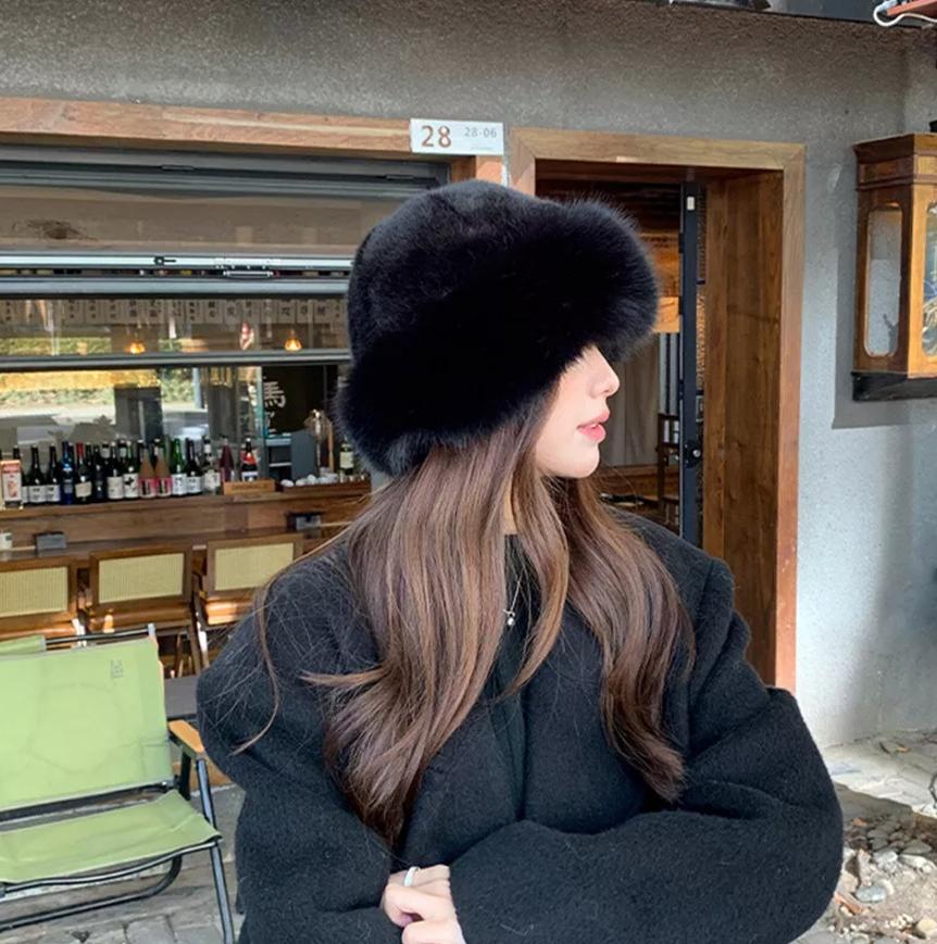 Women Winter Furry Hat, Warm Headwear, Solid Color Cute & Versatile, Thicker Design, Elegant Beanie, Thermal, Ski