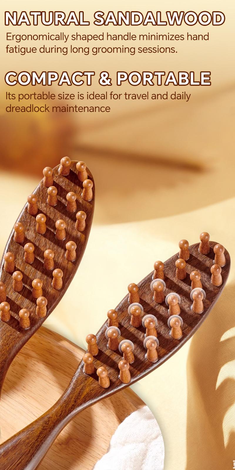 【Black Friday】Natural Wooden Loc Brush for Microlocs & Sisterlocs Prevents Tangles & Merges Massage for Scalp Relaxation & Hair Product Light Weight