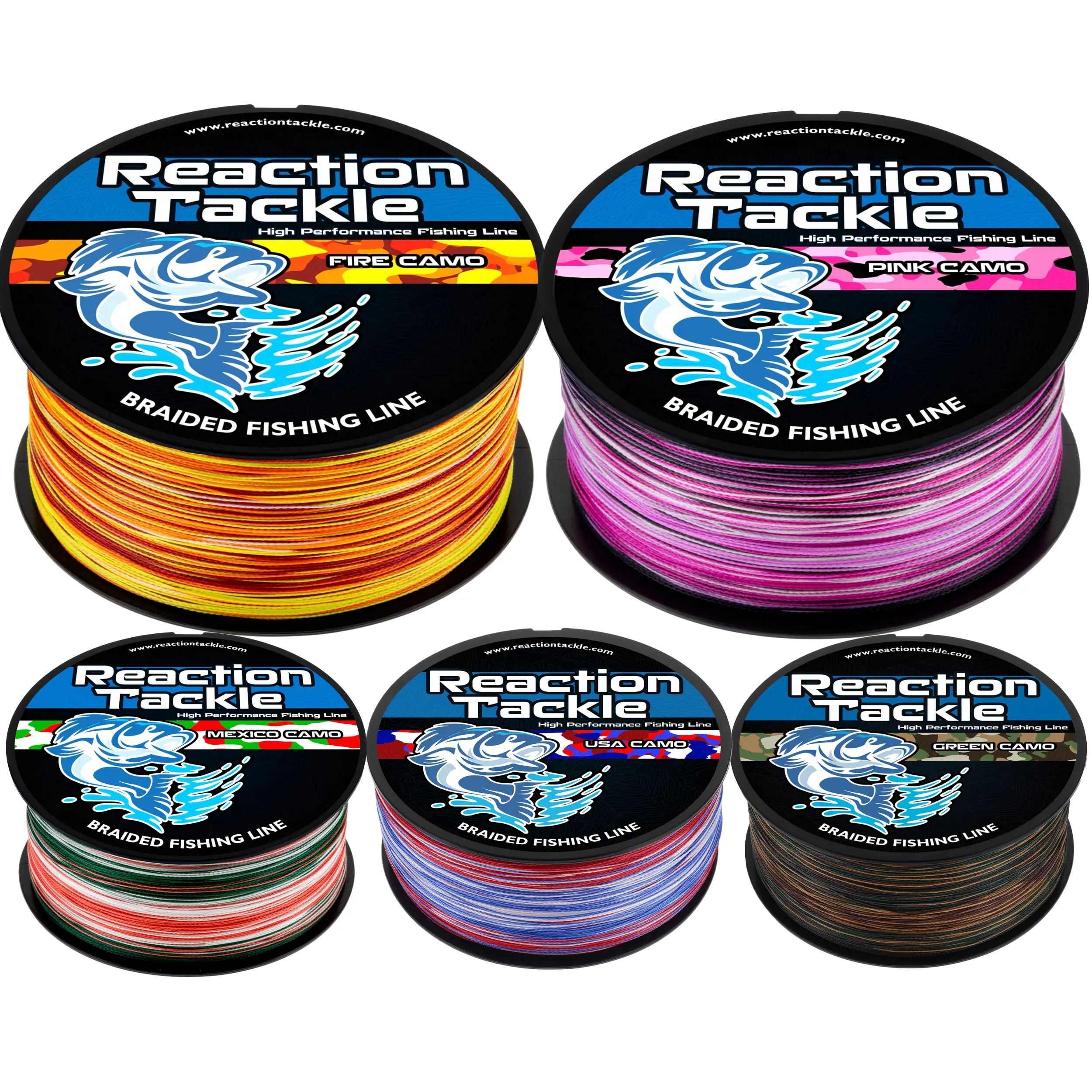 Metered Braided Fishing Line - Zero Stretch & Ultra Thin - 6lb to 100lb Strength - 150yd to 3000yd Bulk Spools - UHMWPE Fibers - Bass, Trout, Saltwater & Freshwater Braid - Reaction Tackle
