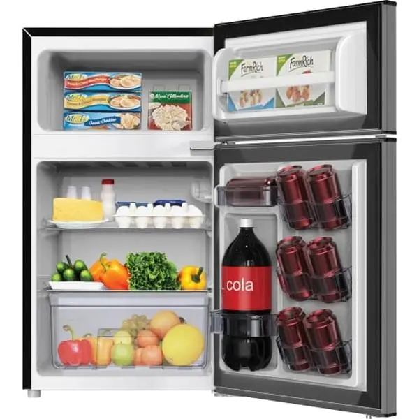 Avanti AVA Counter-High Refrigerator - 3.1 cu ft 2-Door Top Mount, 120V Auto-Defrost, Flush Back, Clear-View Crisper, 5-Can Capacity Beverage Can Holder Dispenser, Exact Temp Control, Reversible Compact Design