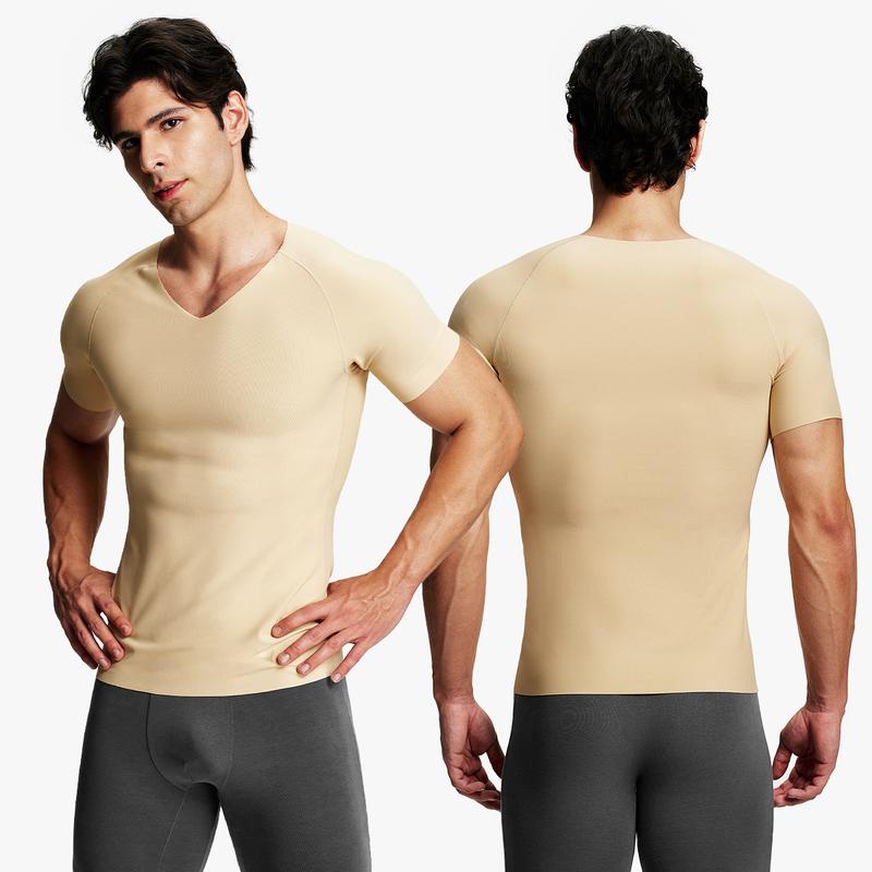Nebility Mens Invisible Shaping Compression T-Shirt – V-Neck, Quick-Dry, Stretchy Short Sleeve with a Slim-Fit, Smooth Look Under Any Outfit Nebility Mens Invisible Shaping Compression T-Shirt – V-Neck, Quick-Dry, Stretchy Short Sleeve with a Slim-Fit, Smooth Look Under Any Outfit