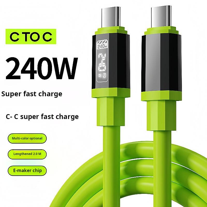 Buy 1 Get 1 Free 240W Fast Charging Cable Mobile Data Cable Smart Quick Charge High-Power Compatible with Apple Type-C Charging for Smartphone & Cellphone summervibes Electronic Device Charger,summerwins