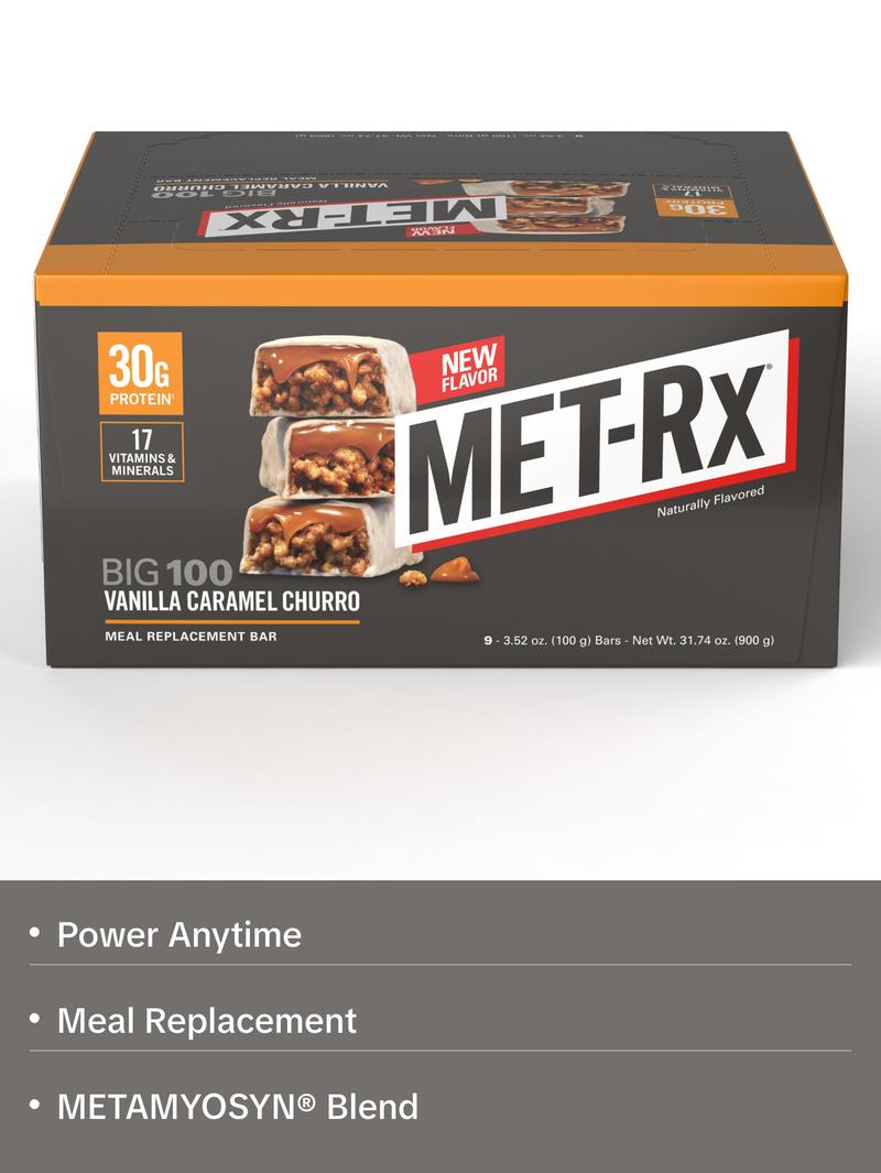 MET-RX Big 100 Vanilla Caramel Churro Protein Bars