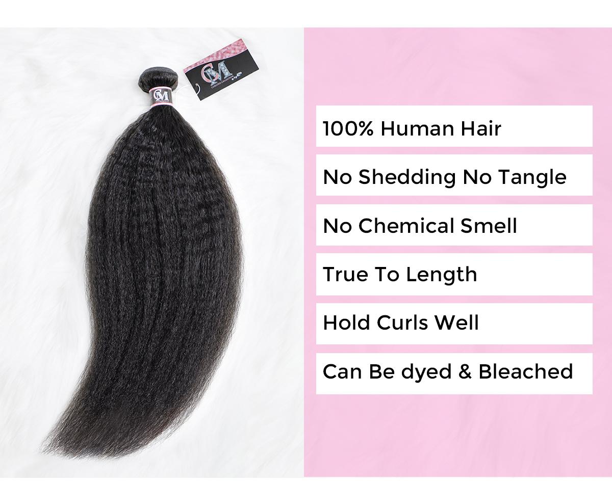 CurlyMe Natural Black 3/4Pcs Double Weft Virgin Human Hair Extensions Seamless & Invisible Edge For Quick Weave Soft And Healthy Traditional Sew in Extensions--Kinky Straight & Water Wave & Deep Wave