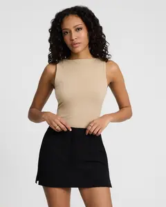 Express Body Contour Light Compression Stretch Cotton Boat Neck Tank