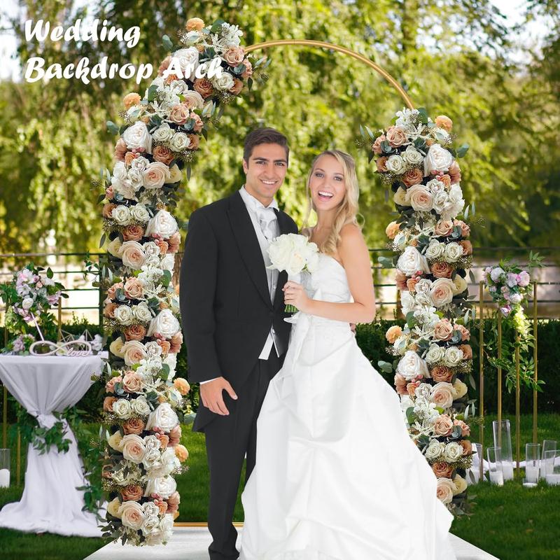 Wedding Arch Backdrop Stand 6 ft Gold Metal Arch Backdrop Stand Balloon Arch Frame for Wedding Party Birthday Baby Shower Ceremony Decoration with Elegant Round Tube Design