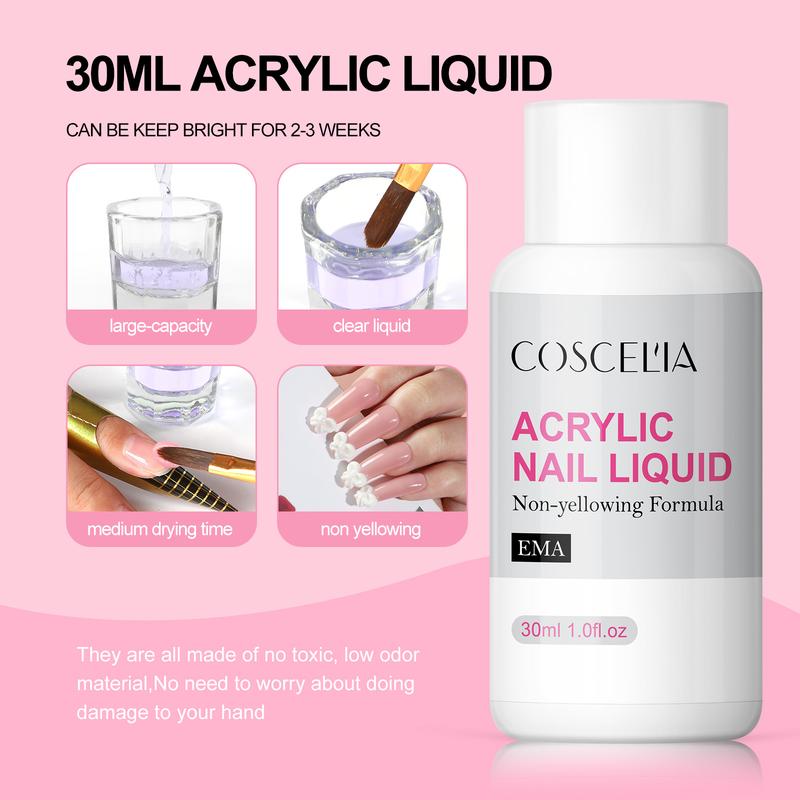 COSCELIA Acrylic Nail Kit for Beginners | Nude Acrylic Powder, UV Gel Polish & Glitter Decorations | Complete Gift for Women