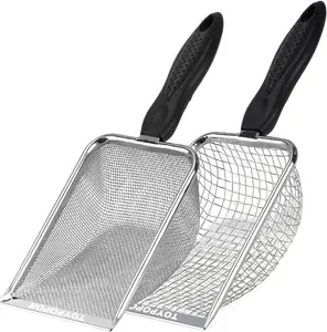 Bearded Dragon Metal Rake & Cat Litter Scooper Combo – Heavy-Duty Stainless Steel Climbing Pet Sifter for Sand, Soil & Bedding – 2-Pack