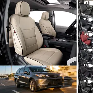 EKR Custom Fit Toyota Sienna Car Seat Covers (Fits 2011-2026 L/LE/XLE/Limited) 7-Seater with 2nd Row Captain's Chairs No Leg Rests Full Leather Waterproof Stain-Resistant Easy Install All-Season Car Seat Protection Interior Upgrade 2-Year Warranty