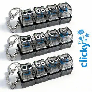 Glowing Keyboard Fidget Toy,4-In-1 Decompression Button Keychain,Stress Relief Finger Clicker keychain,Fidget Toys,stress-relieving toy Mechanical keyboard fidget,LED Keyboard Keychain,Anxiety Fidget,portable anxiety relief toy