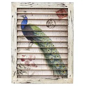 Nearly Natural Peacock Window Shutter Wall Decor