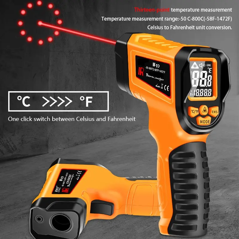 Multifunctional Laser Infrared Thermometer, Home Kitchen Temperature Gun, Temperature Monitoring, Food Thermometer, Industrial Thermometer, Dual Use, Measures 58f-1472f
