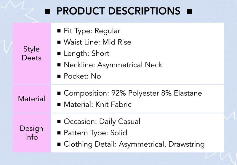 Cider Asymmetrical Neck Adjustable Drawstring Romper – Women's Comfy Casual Daily Wear, Soft Breathable Fabric, Easy to Style, Versatile for Spring/Summer/Autumn, Cute Minimalist Design, Figure-Flattering Fit