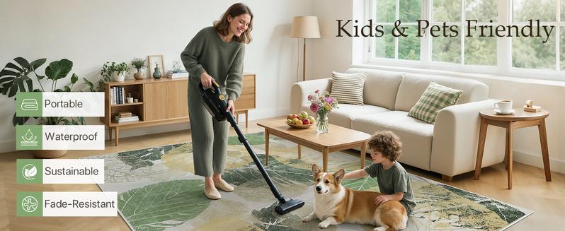 GENIMO Non-Slip Vintage Rugs, Low Pile Lightweight Print Carpet for Living Room，Bedroom, Office, Dining Room, Machine Washable Rug