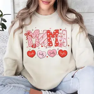Personalized Mama Valentines Sweatshirt, Mom Shirt with Kids Name, Custom Valentine's Day Tee, Mama Valentine Shirt