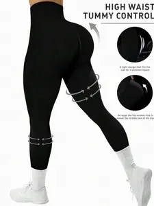 Women's High Waist Solid Color Seamless Leggings For Daily Fitness For Chinese New Year Yoga Pants