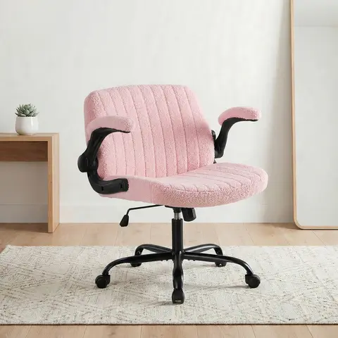 Sweetcrispy 26 Inches Criss Cross Ergonomic Chair with Armrests, 360° Swivel, Height-Adjustable Seat, Rolling Wheels, Sofa-Like Cushion, Modern Office Furniture for Home Office, Bedroom
