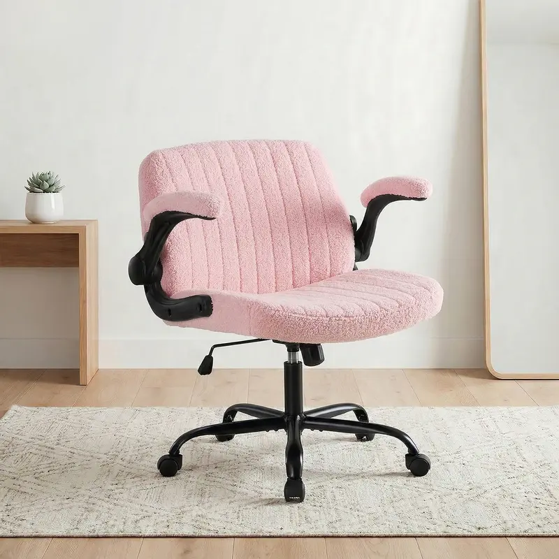 Sweetcrispy 26 Inches Criss Cross Ergonomic Chair with Armrests, 360° Swivel, Height-Adjustable Seat, Rolling Wheels, Sofa-Like Cushion, Modern Office Furniture for Home Office, Bedroom