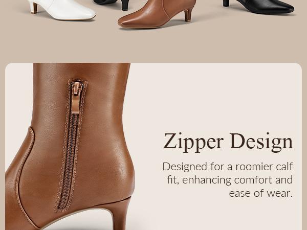 Mysoft Women's Kitten Heel Square Toe Fashion High Boots with Side Zipper, Winter Womensfashion Shoe, Elegant Boots for Women, Ideal Valentine's Day Gift  Bota  Footwear