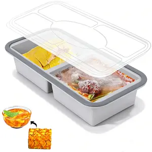 Silicone Freezer Molds with Lids Easy Demolding Soft Silicone for Soup Cubes Lasagna Leftovers Soups Sauces Casseroles Meal Prep Meals