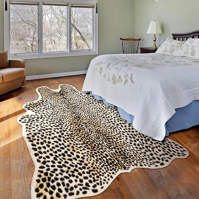 Print Rug, Leopard Rug Animal Print Low Pile Skin Cheetah Area Rug for Bedroom Living Room Bathromm