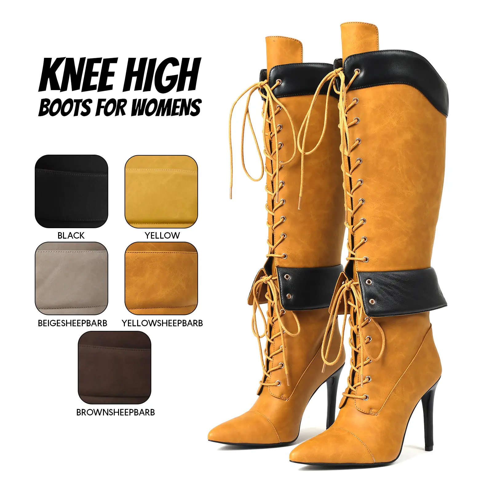 Knee High Boot For Women Fashion Boot Pointed Toe Stiletto High Heel Lace Up Easy Pull On Events Cosplay Festival Casual Night Club Party Girls Tall Boots