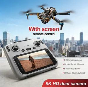 Drone MAX Upgraded Drone – Dual Batteries, 4.3" HD Screen Remote, Dual-Camera with Obstacle Avoidance, Brushless Motor, Foldable Design, Night Flight Ready, for Adults & Beginners