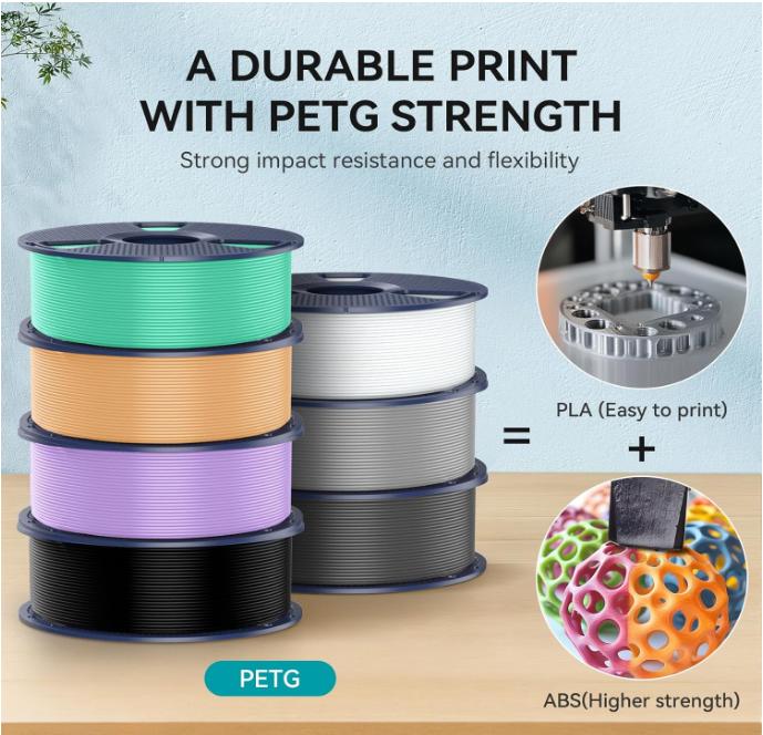 SUNLU PETG Durable & Accurate Filament 1.75mm 1KG No-Clog for Robust 3D Prints Excellent Layer Adhesion Enhanced Toughness High Impact Strength