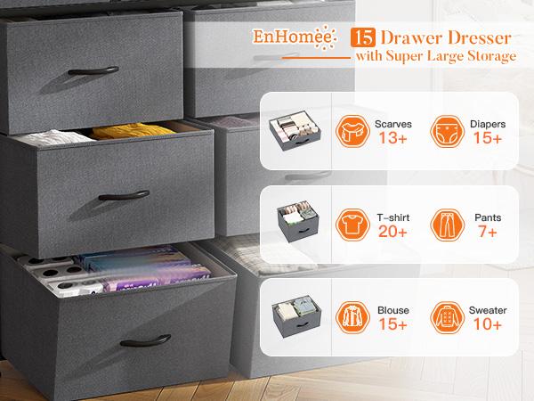 【Clearance】Raybee Furniture Viral Dresser for Bedroom with 12 Storage Drawers, Tall Dressers for Bedroom, Living Room, Apartment with Heavy Duty Wood Top and Metal Frame, Closets Storage Orgainzer, Dresser Tower, Chest of Drawers