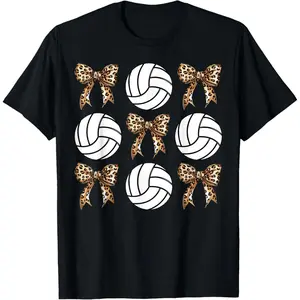 100% cotton Unisex Volleyball Coquette Bow Volleyball Mom Sister y Bow T-Shirt