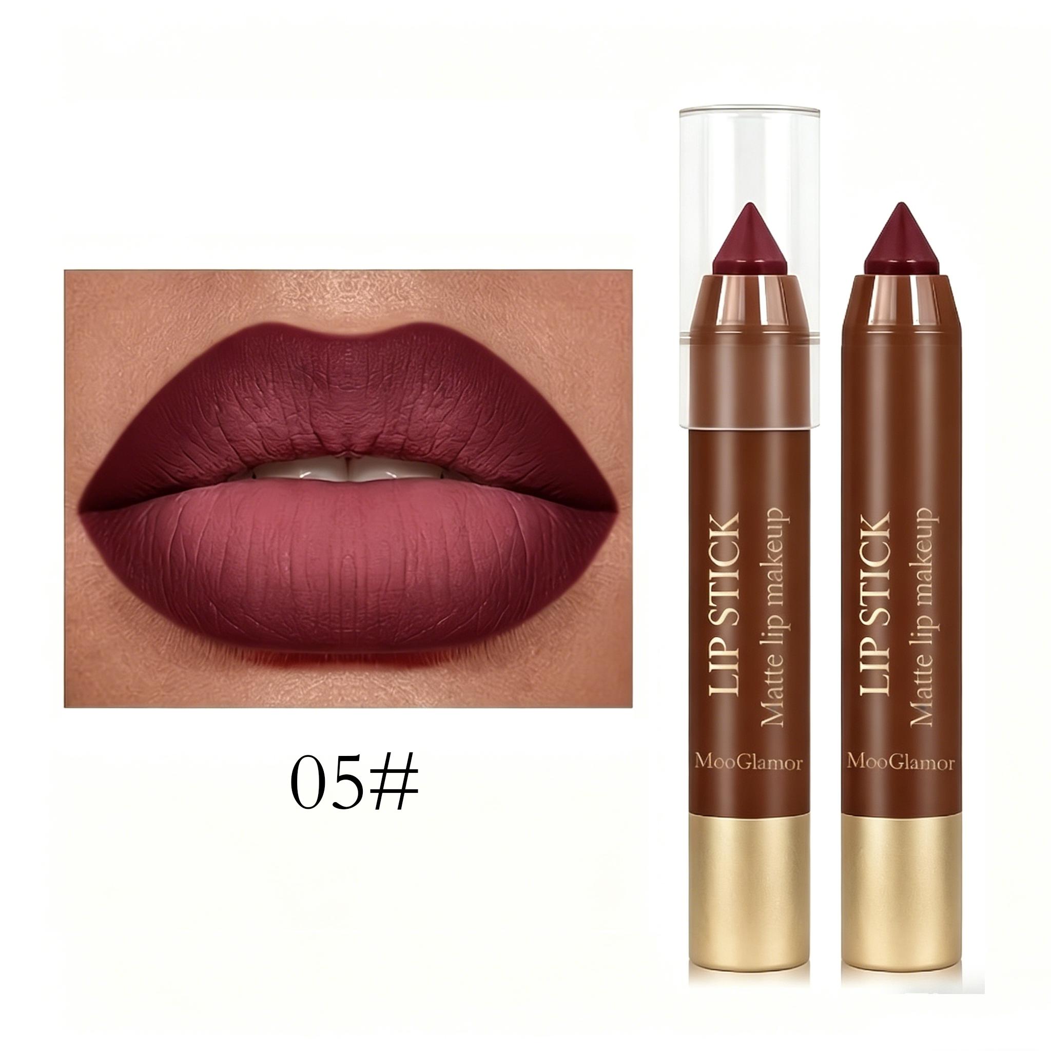 Mooglamor 6Pcs Matte Creamy Lipstick Pencil Set Long Lasting Makeup Waterproof Transferproof Lip Pens Nude Brown Moisturizing Lip Glossy Smooth Cosmetics DealsForYouDays