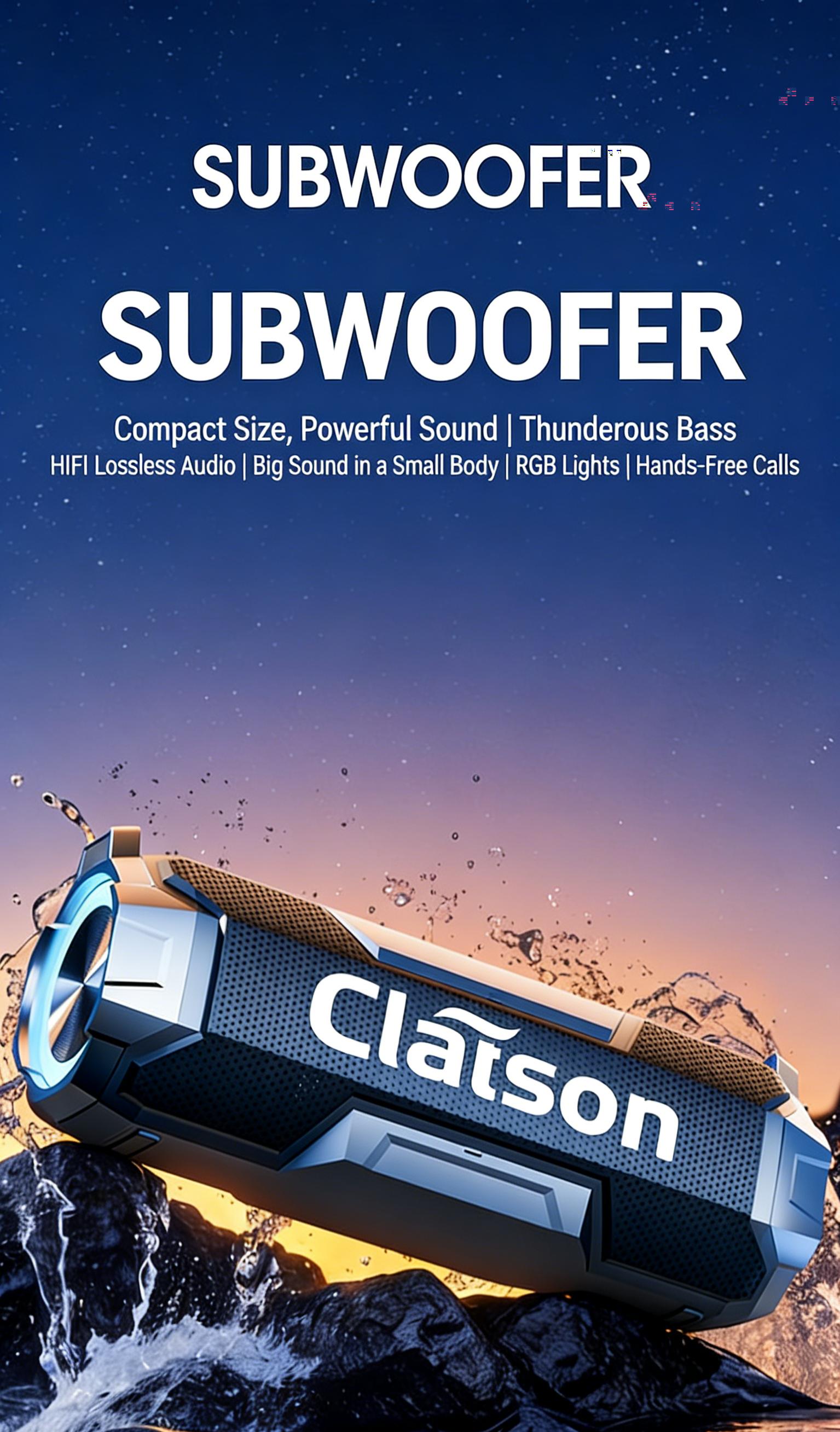 Claison Multifunctional Portable Wireless Bluetooth 5.3 Speaker - IPX6 Waterproof, 3600 mAh Rechargeable Battery, RGB LED Light, Detachable Protective Net, Crisp Audio & Deep Bass, Mobile/Android/Computer Compatible, Ideal for Camping & Gaming