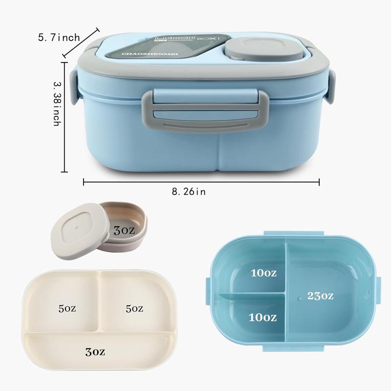 Adult Bento Lunch Box Set with Thermo Bag - Modern Minimalist Design, Leak-Proof Lunchbox with Built-in Utensil & Sauce Container, Soup Cup for Work & Dining Out