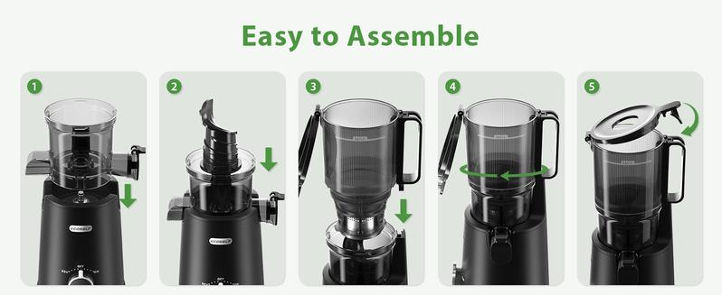 Cold Press Juicer, Hands Free,Juicer Machines with 13.67 inch Circ Feed Chute, Whole Fruit juicer, Juice Extractor for Vegetable and Fruit, High Juice Yield, Easy to Clean with Brush, Ice Fruit, Smart recipes App,2-year warranty