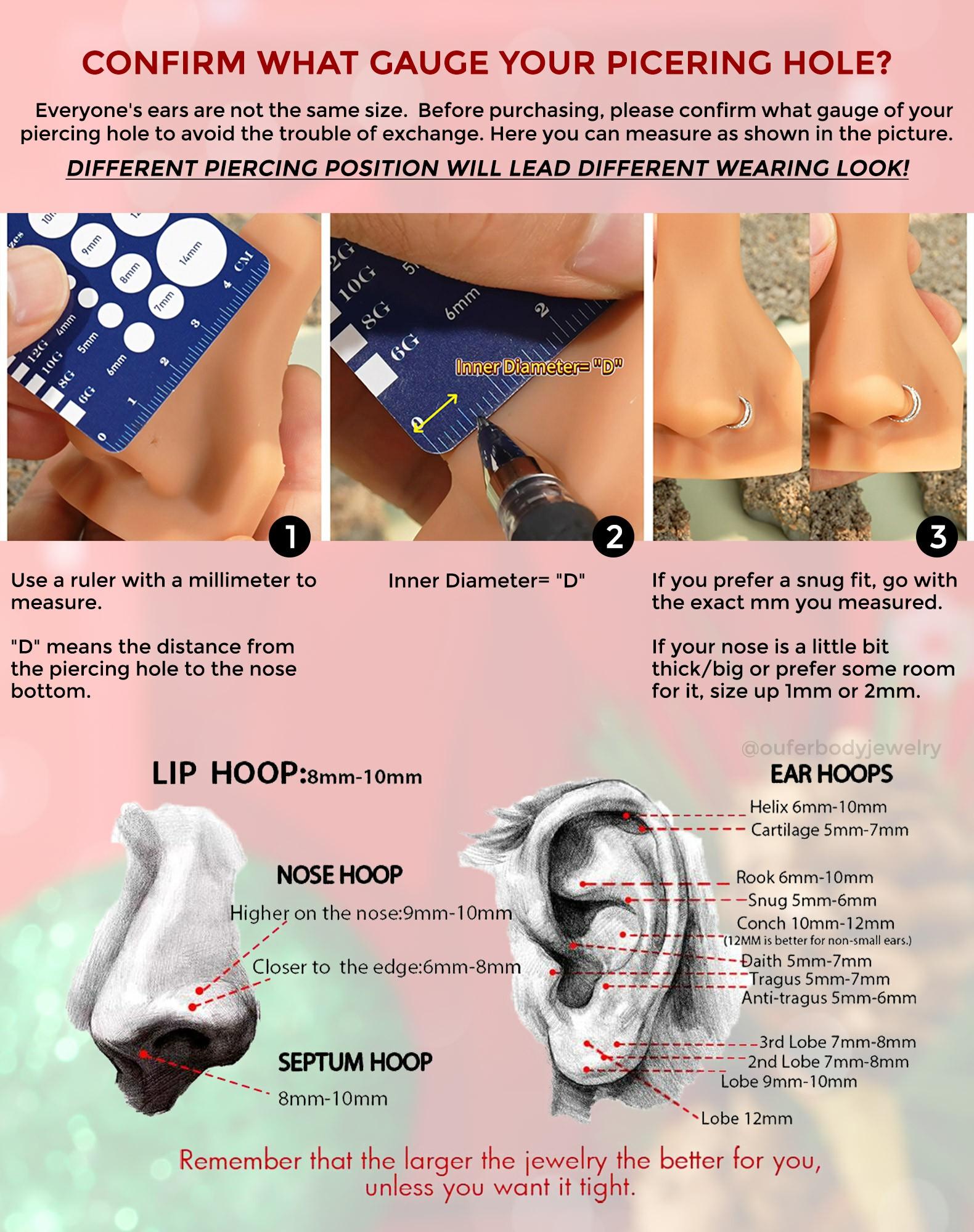 Oufer 18G AAA+ Micro Gem CZ Hinged Double Row Nose Nostril Piercing Hoop Ring in 316L Stainless Steel - Available in 5mm to 12mm Inner Diameter Options - Cubic Zirconia