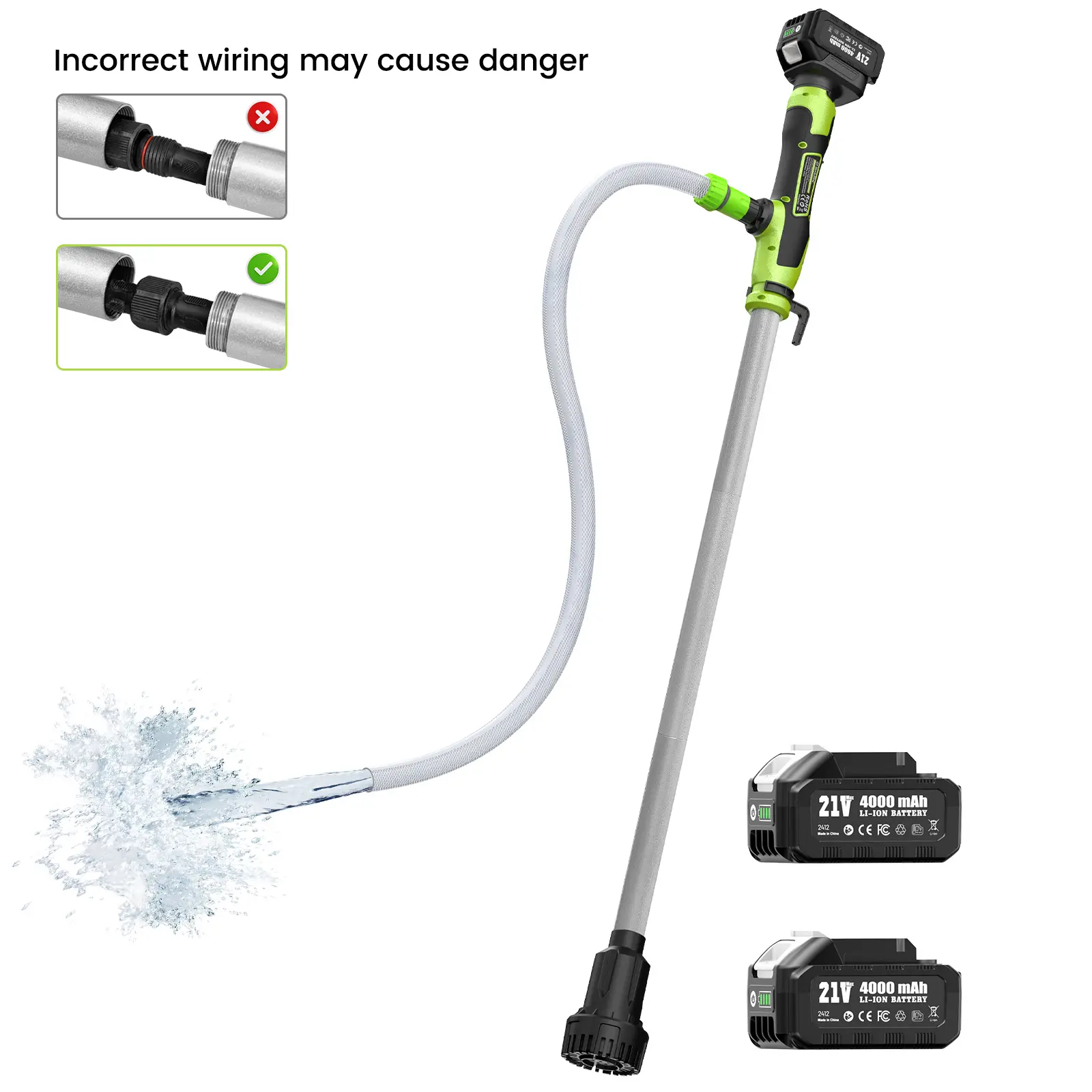 [2026 Enhanced] Cordless Stick Pump,2x4000mAh Batteries, 720GPH High-Pressure Stick Pump, 32FT Lift Height, Suitable for Diesel Transfer/Swimming Pools/Gardens/Ponds/Boats/Motorhomes #dieseltransferpump #kerosenetransfer#waterpump #stickwatertransfer fath